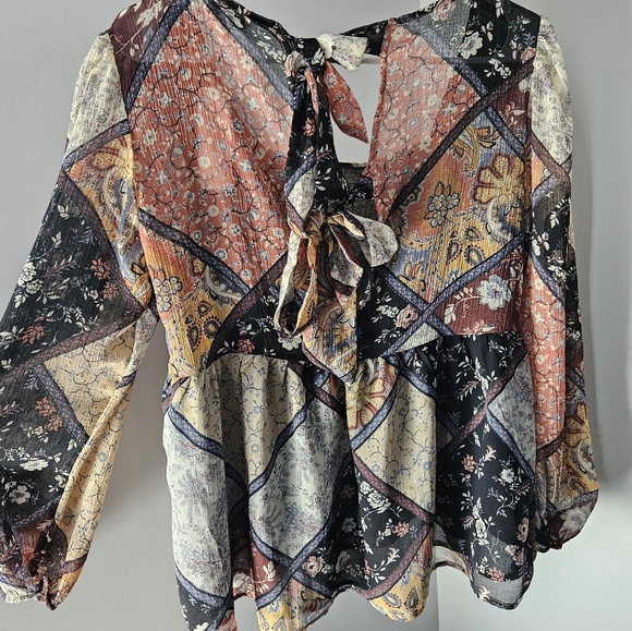 NWT American Eagle Bohemian style Flowy Blouse - Picture 4 of 7